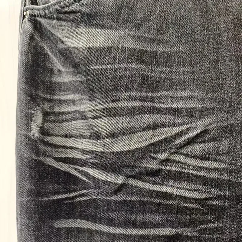 High Street Y2k Ripped Jeans With Embroidered Letters And Beaded Decorations Wide With Pleated Prints Loose Straight Leg Pants — image 2