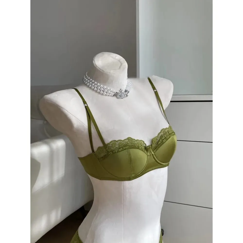 السيدات الفرنسية نصف كوب الملابس الداخلية مجموعة لينة Underwire رفع رقيقة حزام الصيف رقيقة وخفيفة الوزن الملابس الداخلية الصدرية 32-38AB — image 3