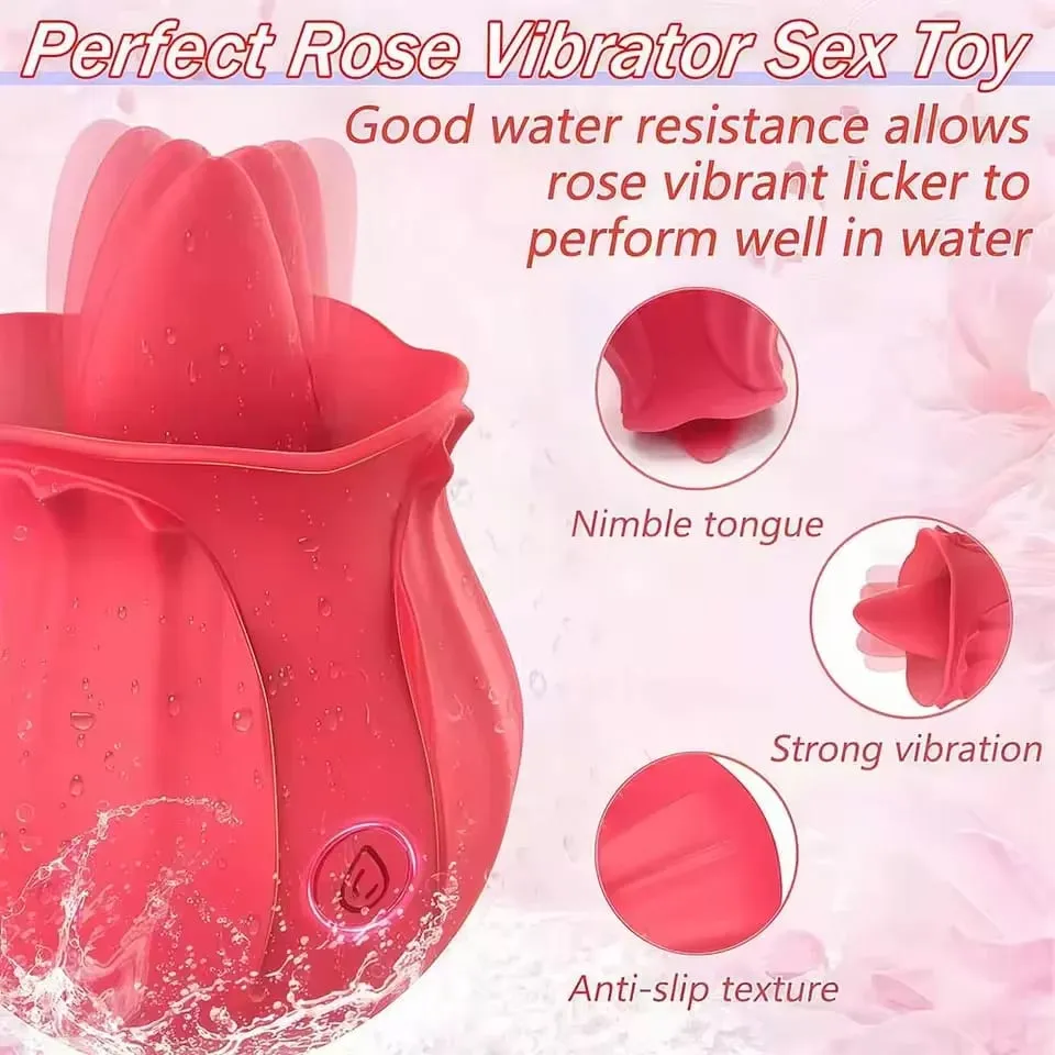 Tongue Licking Vibrator Female Powerful Vagin Massager for Women Rose Oral G Spot Clit Stimulator Masturbation Sex Toy for Adult