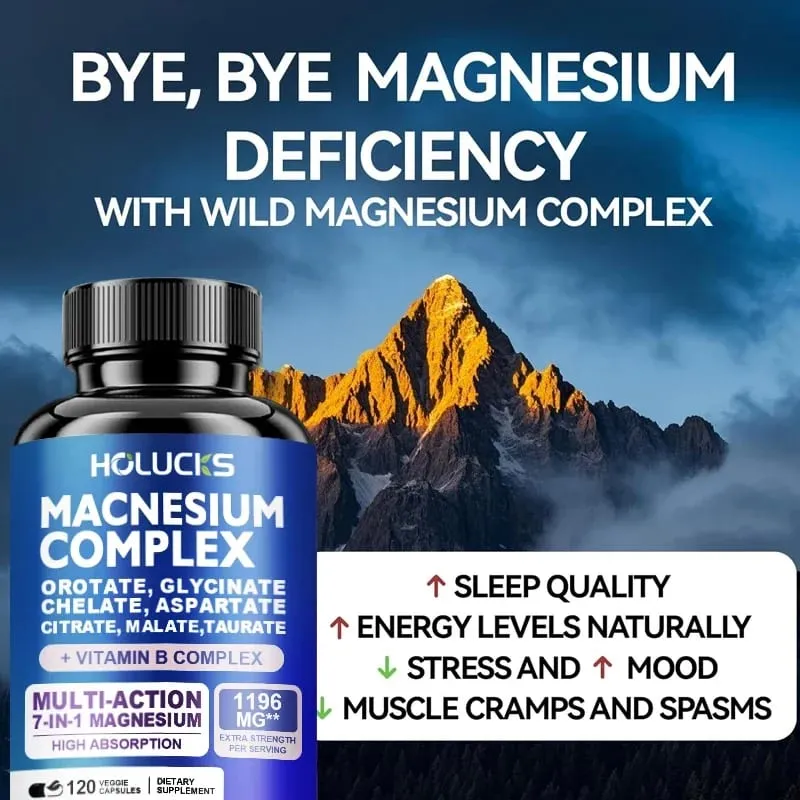 Magnesium Complex 1000mg Supplement with Vitamins C E B1 B2 B6 B12 Chelated Magnesium Glycinate Malate Taurate &Citrate — image 3