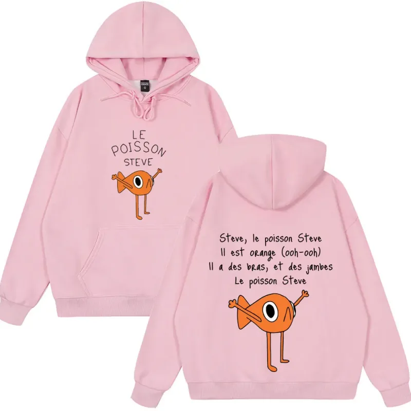 2025 Funny Fish Le Poisson Steve T Shirt Memes Cartoon Print Hoodies Spring Winter Style Fleece Hoodies Funny Couple Streetwears — image 6