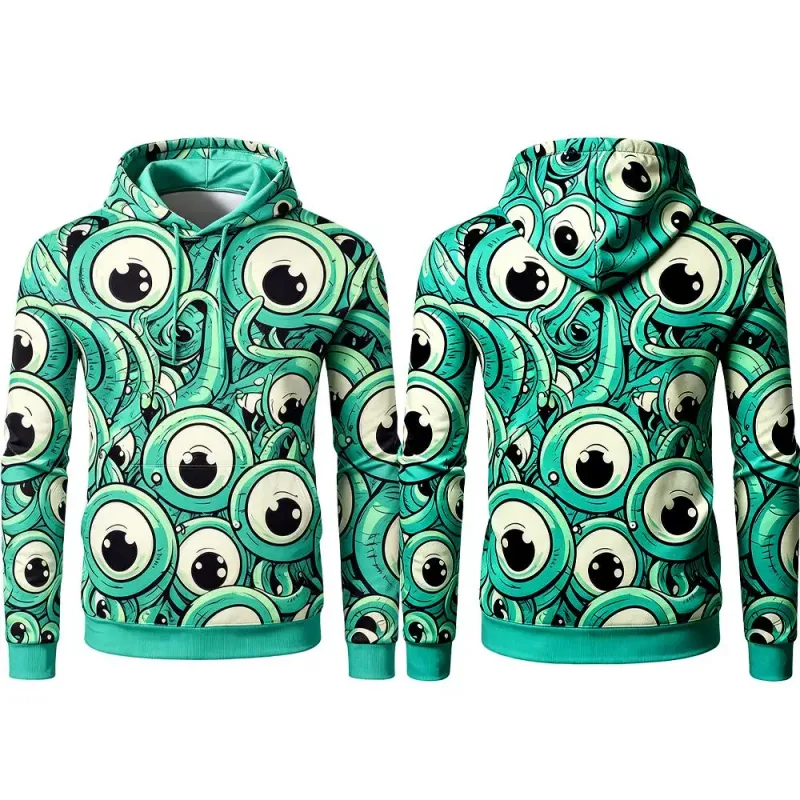 Y2K Spooky Halloween 3D Print Hoodie Men Women Scary Creature Eyeball Graphic Pullover Autumn Holiday Party Cosplay Sweatshirt β image 4