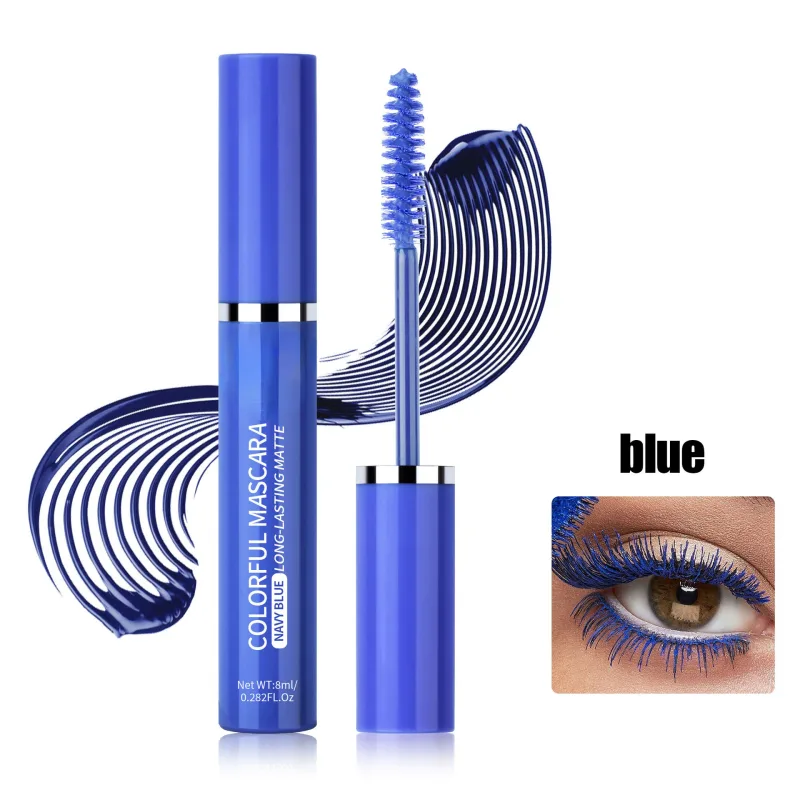 สีมาสคาร่าขนตาสีฟ้าสีชมพูสีเขียวที่มีสีสันมาสคาร่ากันน้ำ Charming Long Lasting Curling มาสคาร่า Eye แต่งหน้าคริสต์มาส