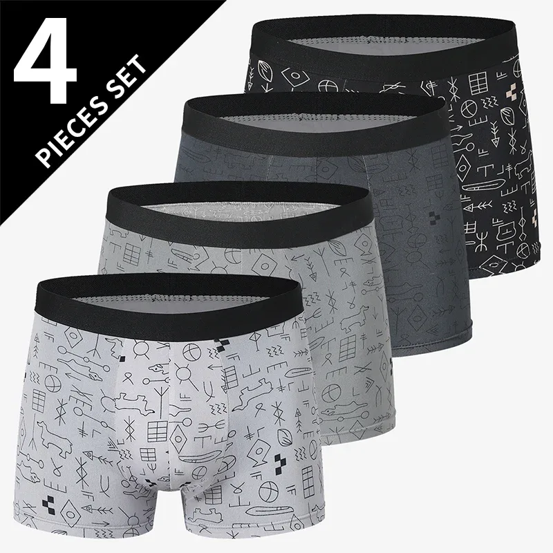 4 Pack Europe And America Size Men'S Solid Color Sexy Boxer Underwear Antibacterial Breathable Plus Size Men'S Shorts Underwear — image 12