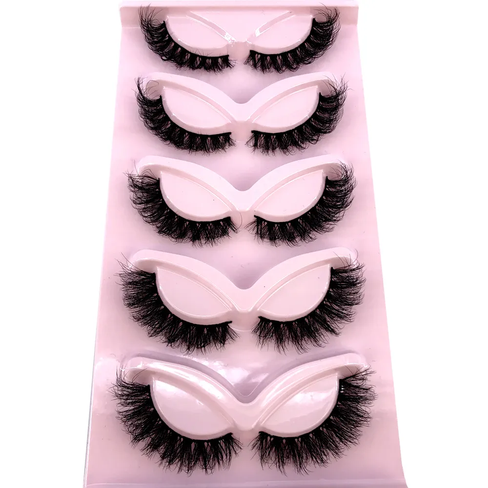 New Cat Eye Lashes 5/7/10 pairs 3D Faux Mink Eyelashes Winged Fluffy Fake Lashes Soft Natural long Full Strip Lash Make — image 5