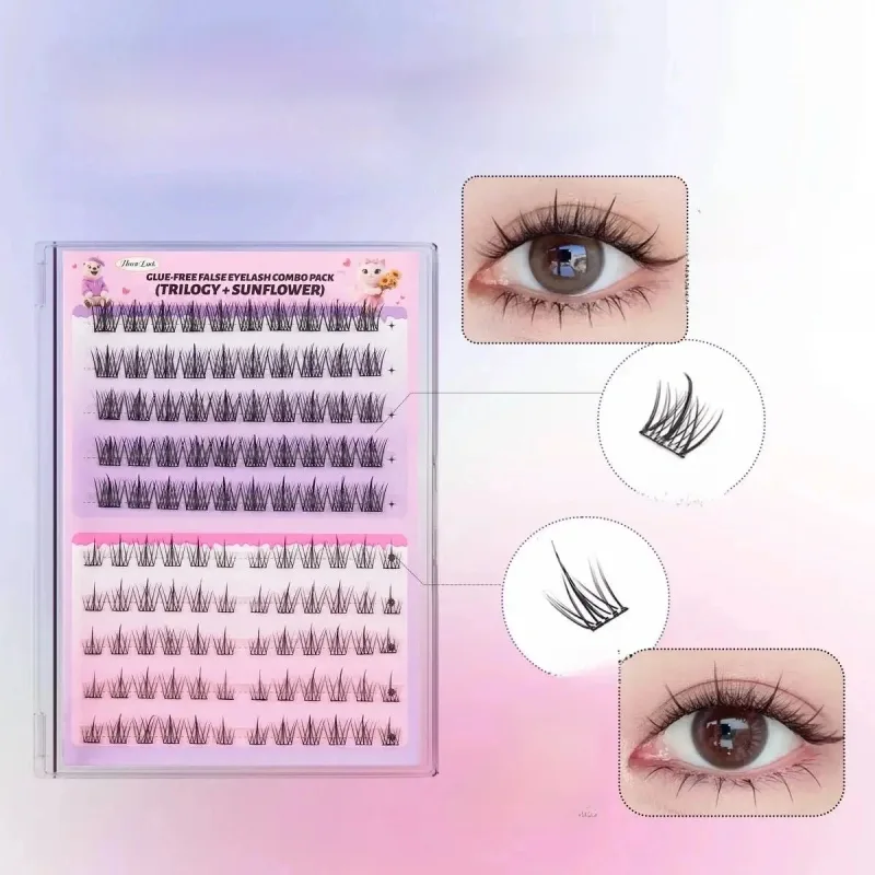 Self Adhesive Lash Clusters Combo Pack 10 Rows No Glue False Eyelashes Puppy Fox Eye Wispy Segmented Lashes for Daily Makeup — image 8
