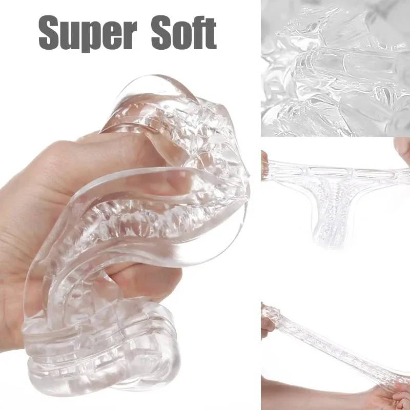Male Masturbator Soft Pussy Sex Toys Transparent Vagina Adult Endurance Exercise Sex Products Vacuum Pocket Cup For Men — image 3