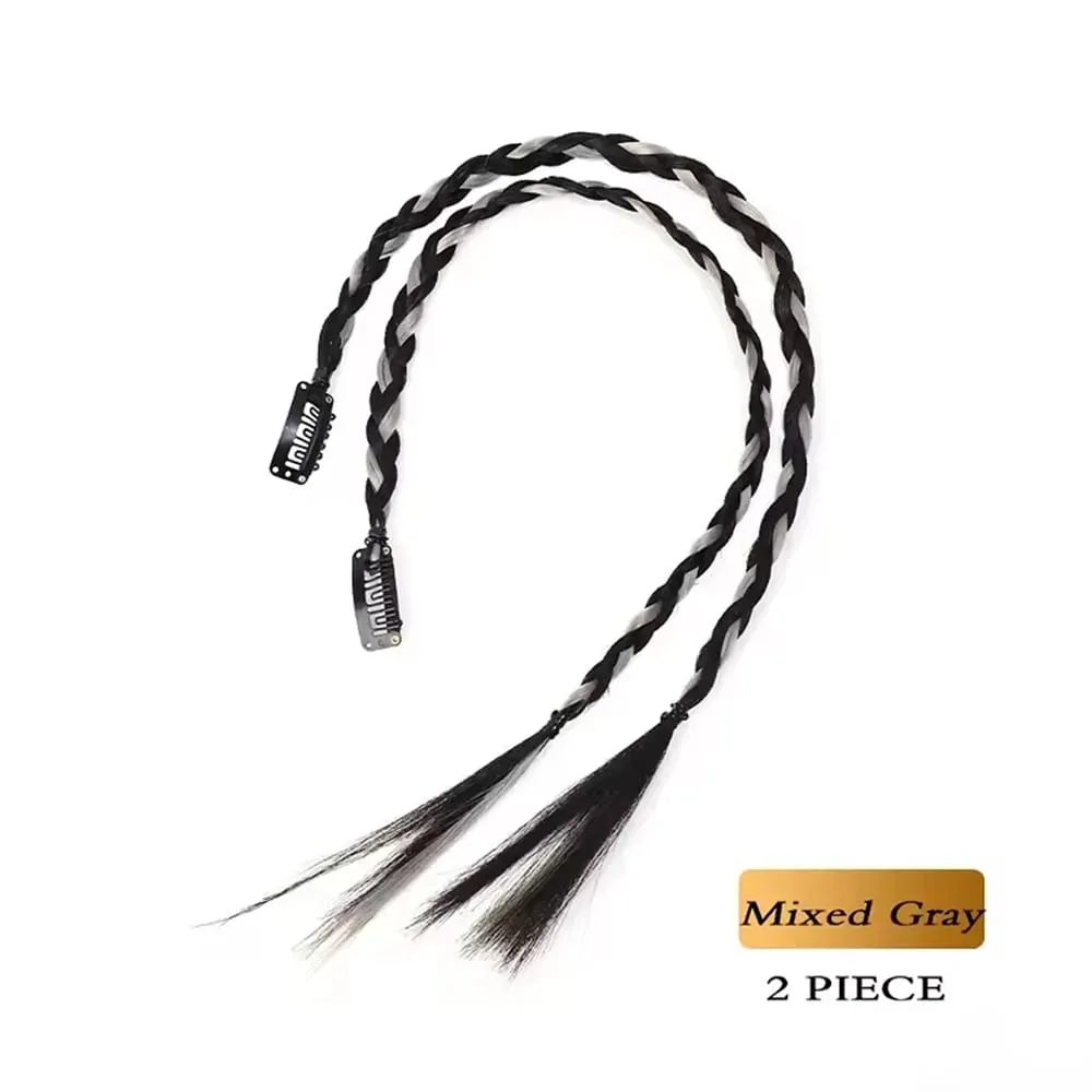 Synthetic 2pcs Braid Wig With Strong BB Clip Y2k Spice Girl Boxing Braid Ponytail Lightweight Box Braid Ponytail Piece for Women