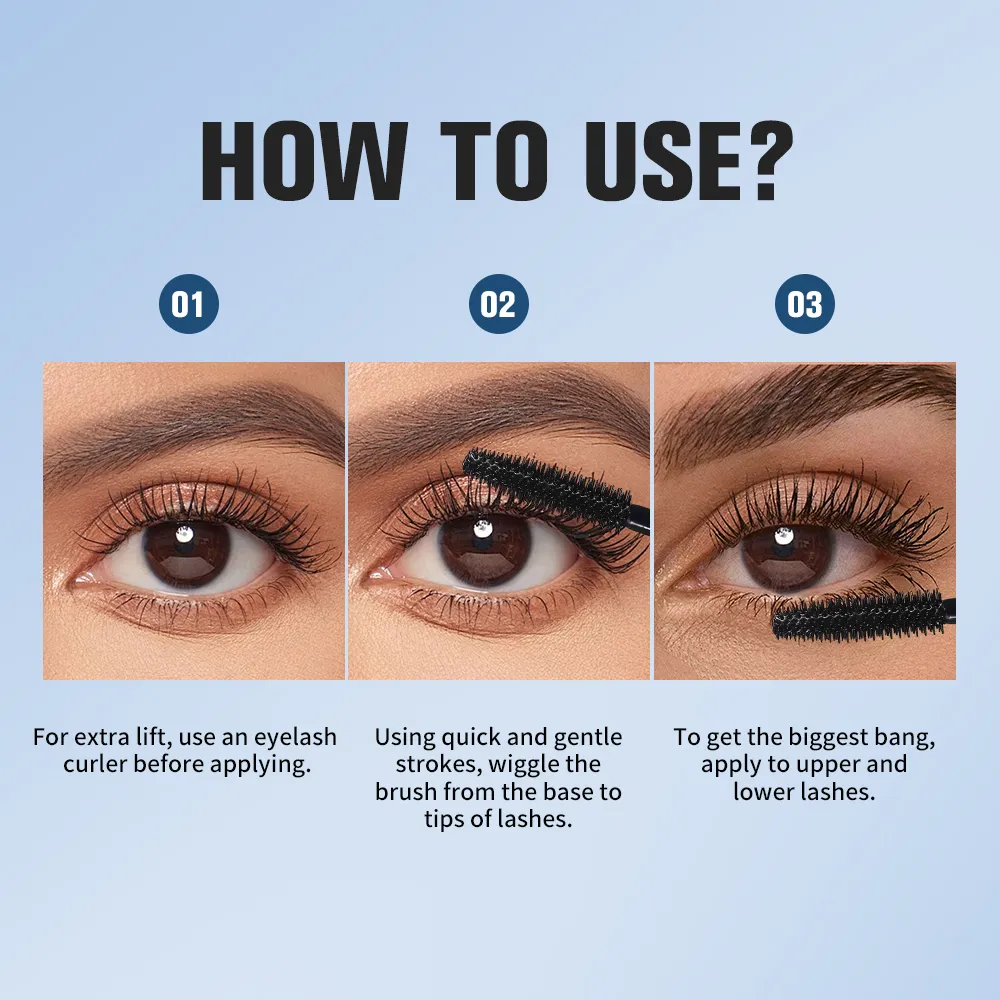 Mascara Hypoallergenic Waterproof Long Lasting Volume Curling No Smudge For Sensitive Eyes With Eyelash Curler Daily Eye Makeup