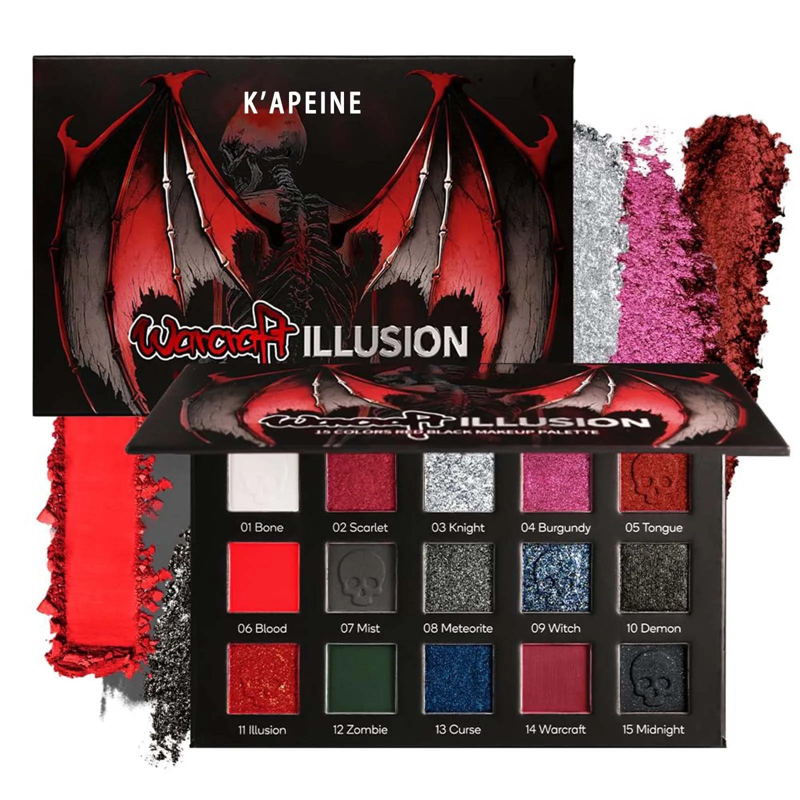 Paleta de sombras góticas 15 cores e batom preto - escuro romântico esfumaçado olho vampiro maquiagem de Halloween fosco brilho labial escuro — image 7