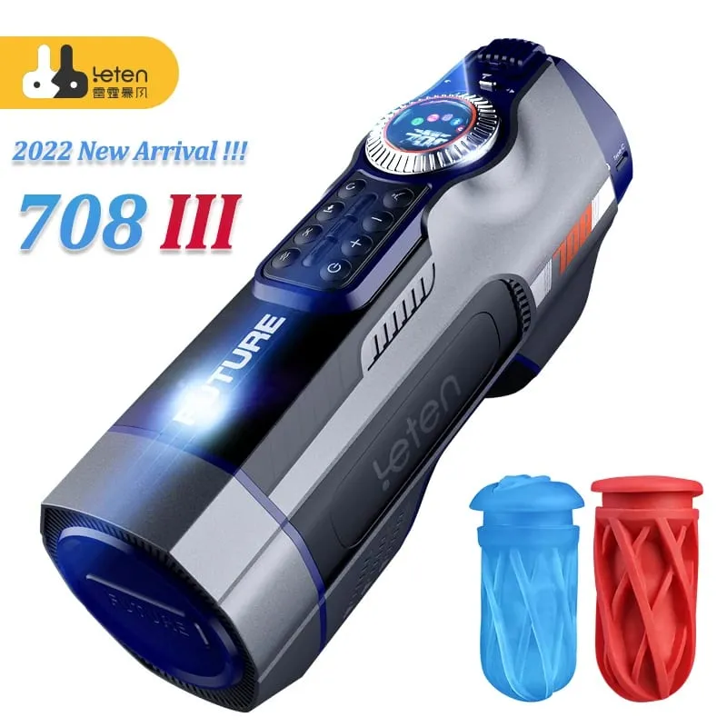 Leten 708-III Тихий вибратор с подогревом, стоны, зарядка через USB, автоматическая телескопическая мужская мастурбация, вагина, киска, секс-игрушки для мужчин
