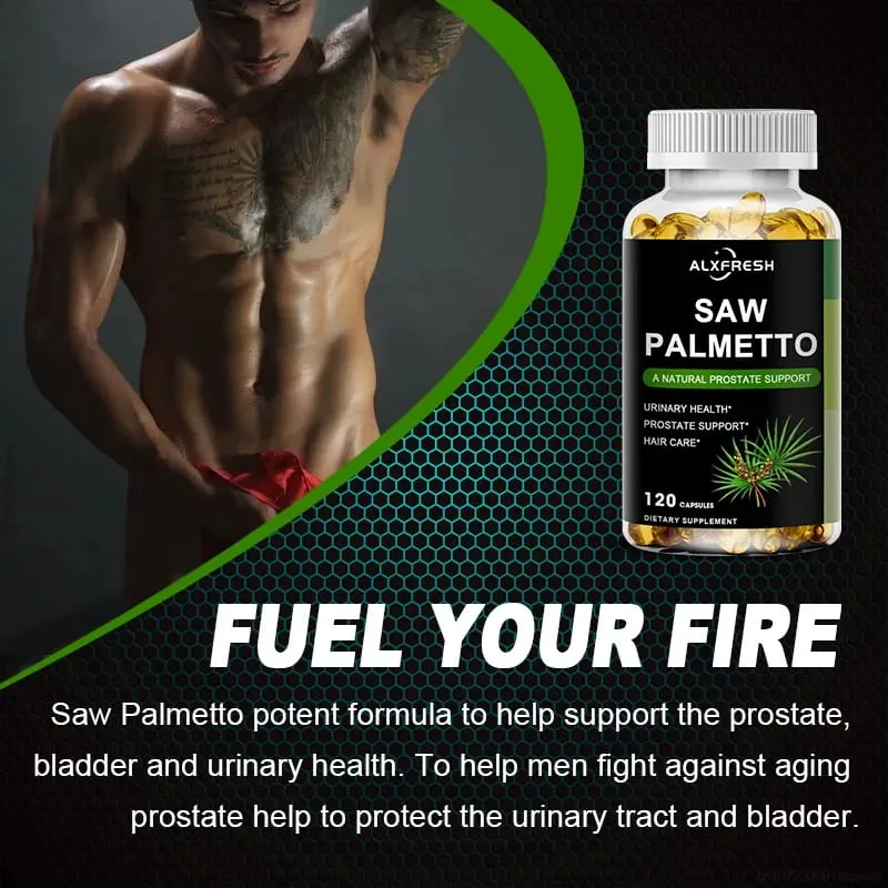 Alxfresh Prostate Health Supplement Natural Saw Palmetto Extract Stöder prostata- och hårväxtkapslar för män och kvinnor — image 2