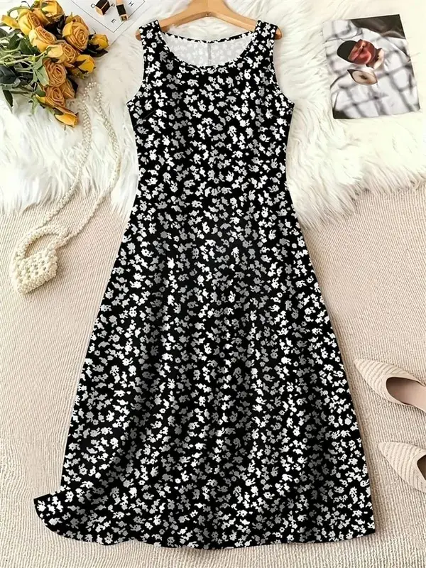 Summer Fashion Round-Neck Women's Dresses Botanical Floral Color-Blocked Patchwork Dresses Travel Party and Beach Dresses — image 15