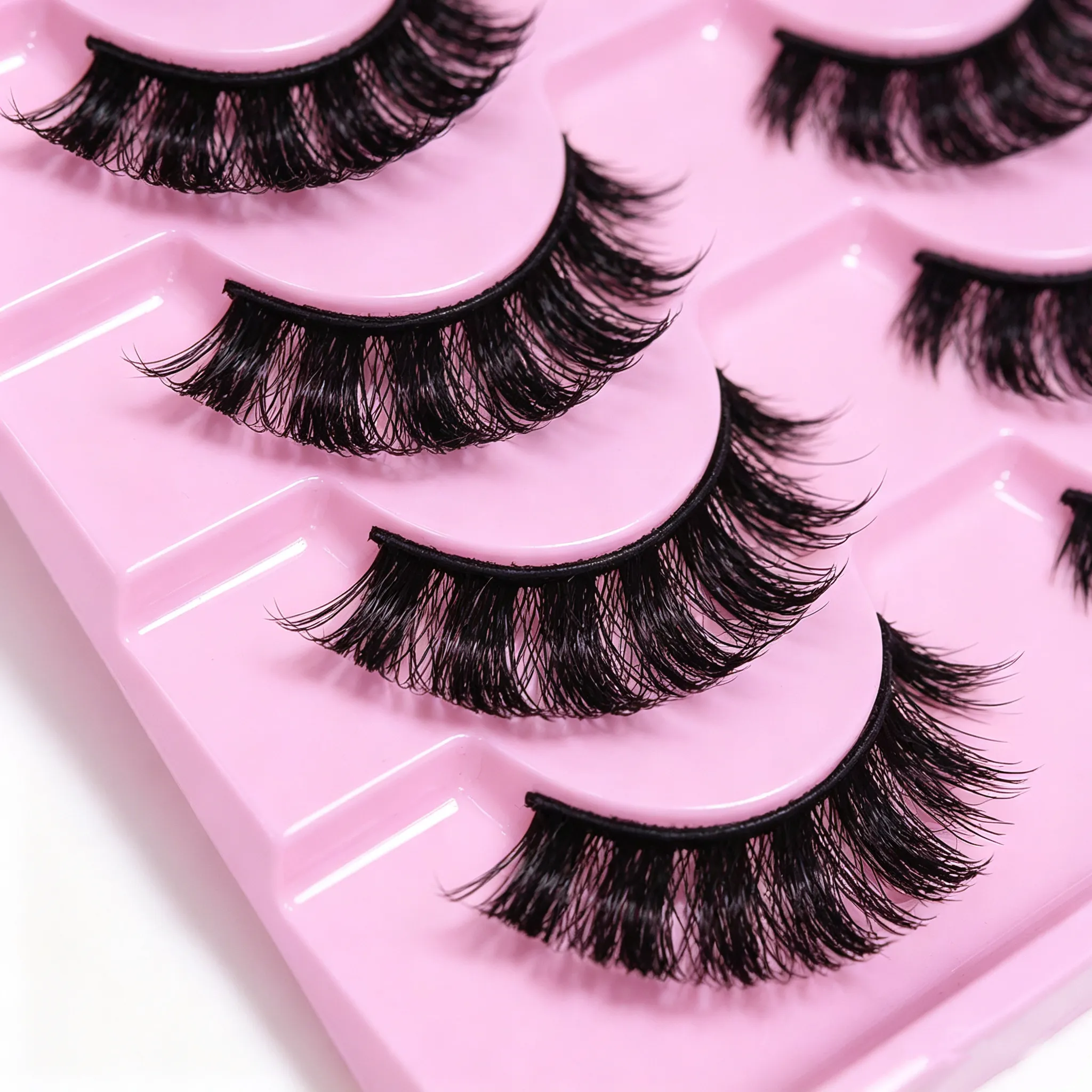 10 Pairs DD Curl Lashes Fluffy Volume Faux Mink False Eyelashes Dramatic Messy Fake Lashes Reusable For Women Eye Makeup