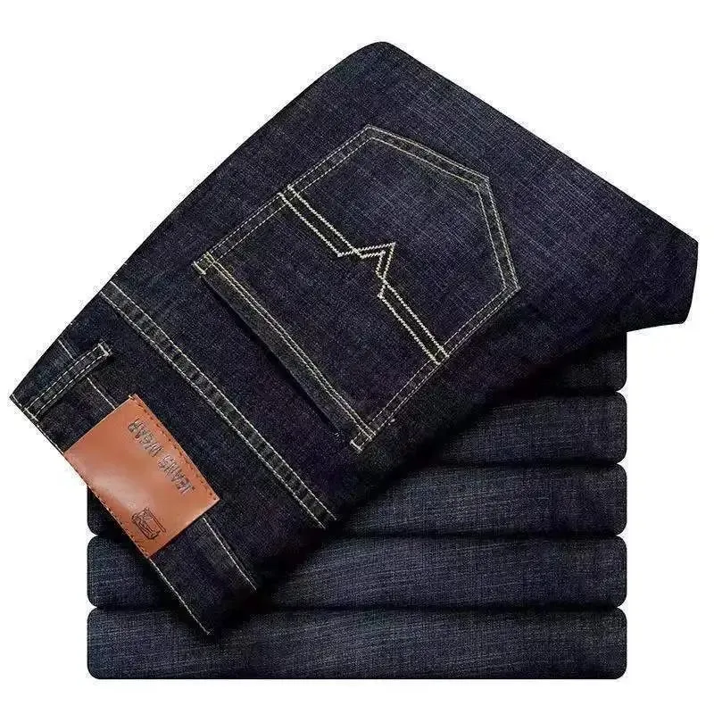 Business Jeans Men Straight Versatile Youth Middle-aged Denim Cheap Work Site Electric Welding Mason Bricklayer Pants Fashion
