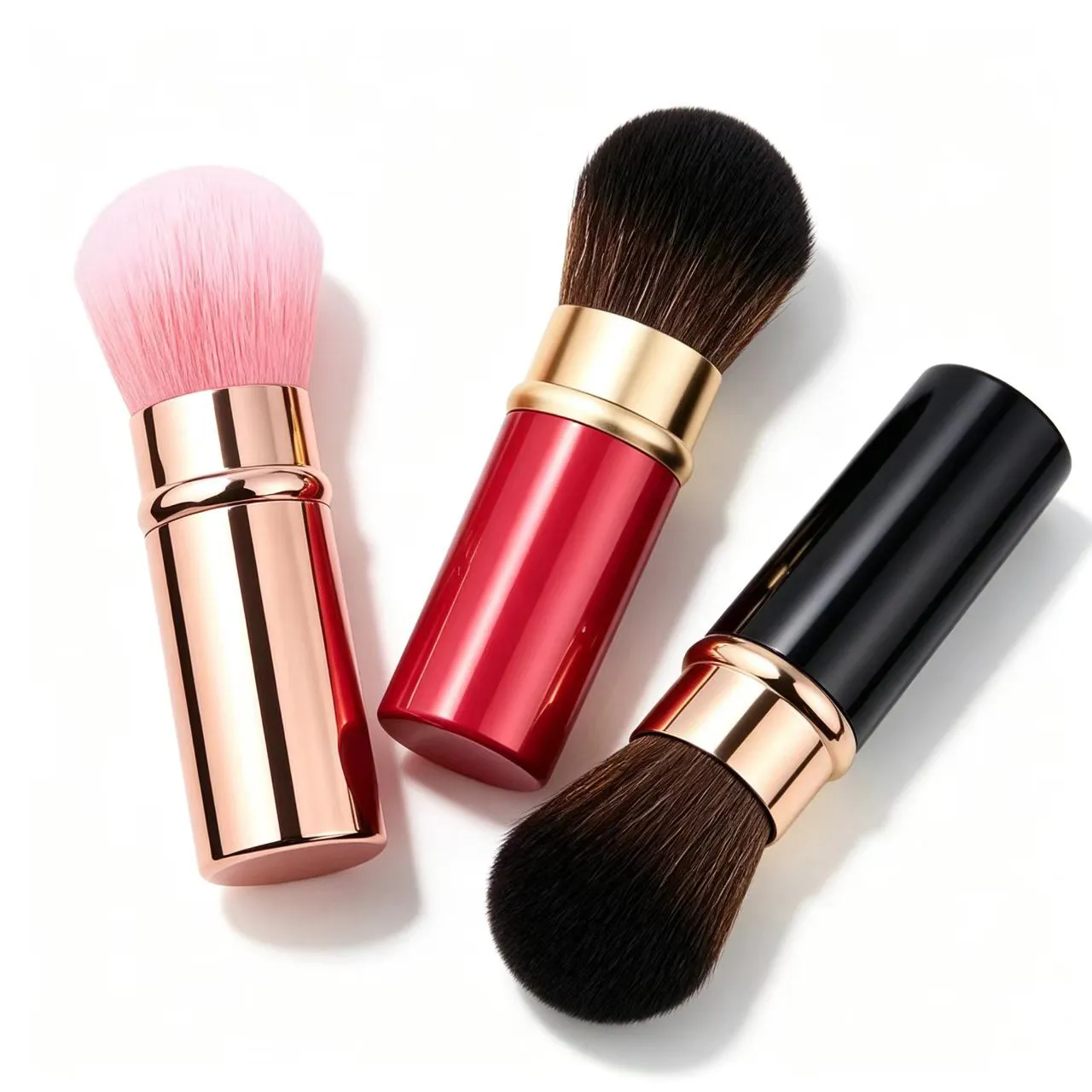 Conjunto de pincéis de maquiagem telescópicos portáteis prontos para viagem - alça de metal para pó de contorno blush tamanho compacto perfeito para On-the-G — image 3