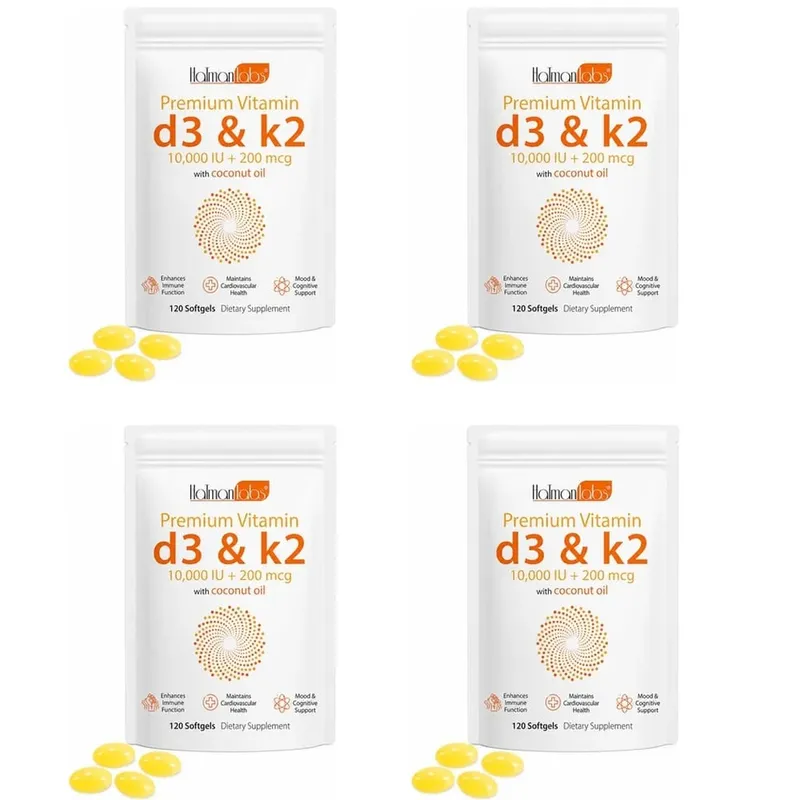 HatmanLabs Vitamin D3 & K2 Softgels with Coconut Oil Bone Health & Cardiovascular Support 120 Softgels Non-GMO Gluten-Free