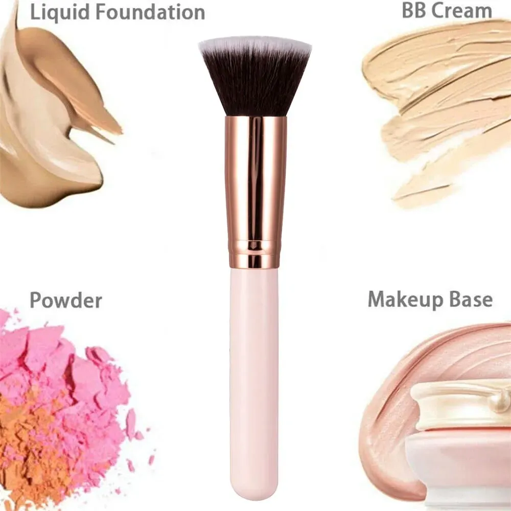 ฟรีฉลากส่วนตัวแปรงแต่งหน้า Foundation Loose Powder คอนซีลเลอร์แปรงผสมสีชมพูเครื่องมือแต่งหน้าความงามขายส่งจำนวนมาก 10 ชิ้น — image 2