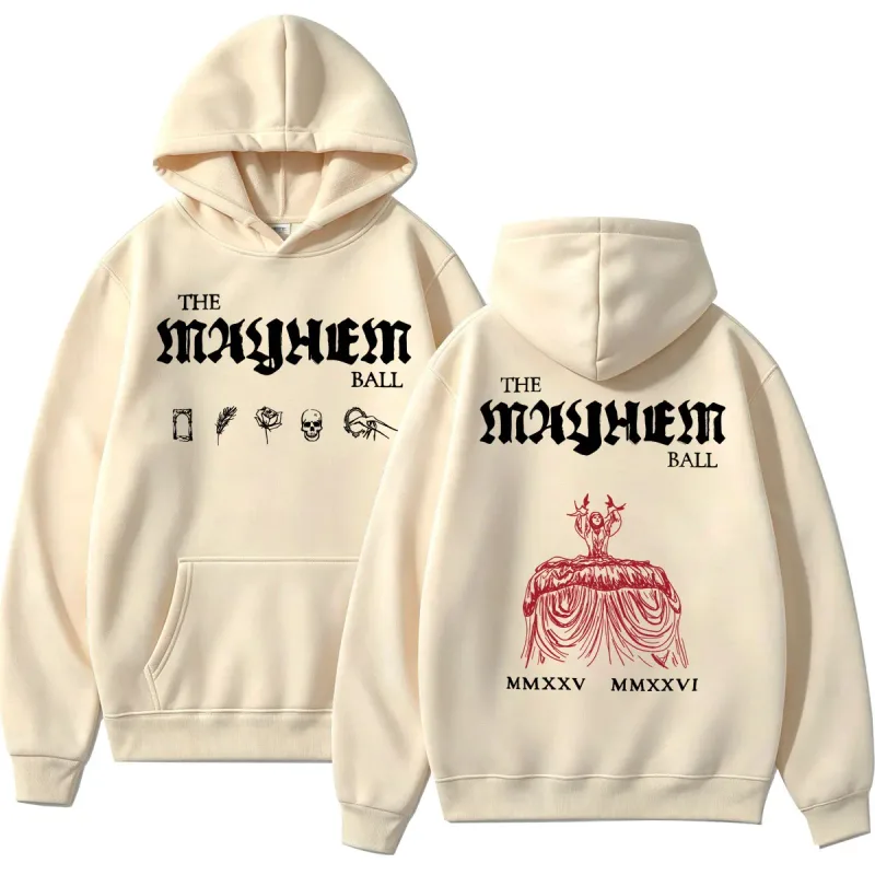 Lady Gaga The MAYHEM Ball Red Dress Hoodies Fashion Pop Music Vintage Sportwear Loose Fleece Casual Men Women Sweatshirt Gifts