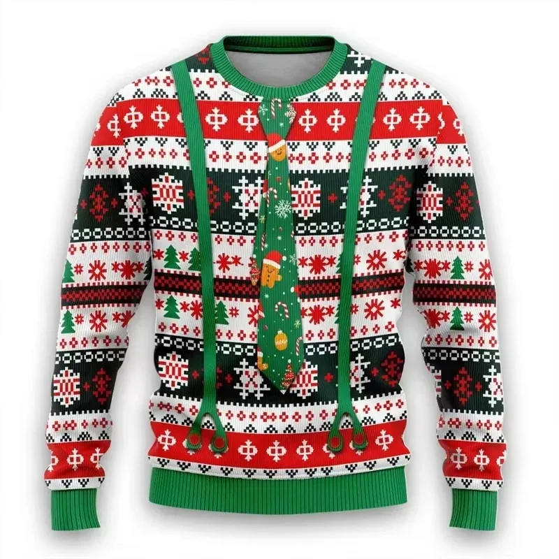 Moda 2026 feio camisola de natal engraçado natal gráfico moletom papai noel cosplay pullovers menino crewneck poliéster agasalho — image 3