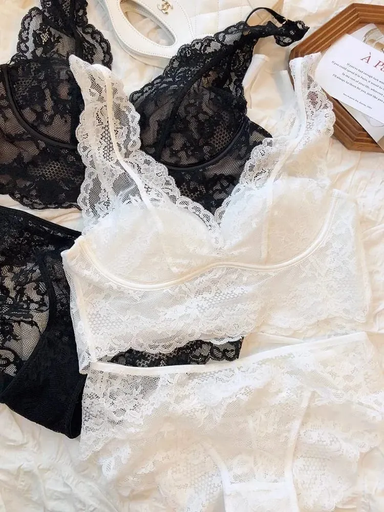 Conjunto de bralette de encaje: sujetador antiflacidez inalámbrico, lencería transpirable ajustable, sin aros, comodidad, ropa diaria delgada y sexy — image 4