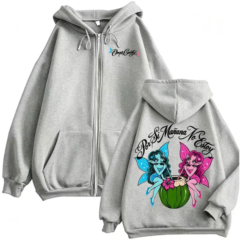 Omar Courtz Por Si Manana No Estoy Tour 2026 Merch Zipper Hoodies Men's Fashion Punk Harajuku Sweatshirt Jacket Coats Streetwear