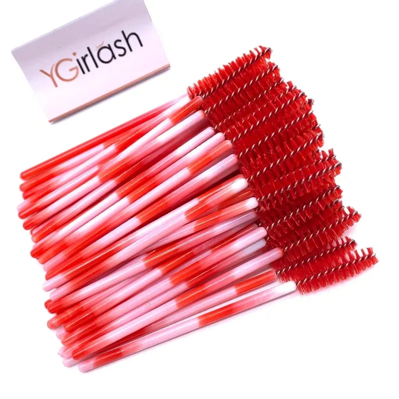 YGirlash 50 יחידות Lash Swans מוליך ריסים קריסטל ידית יהלום חד פעמית שרביטי מסקרה ניילון מברשת כלים קוסמטיים