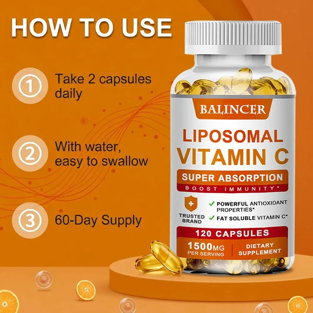 Liposomal Vitamin C 1500mg High Absorption Fat-Soluble Ascorbic Acid Immune Support Collagen Booster & Antioxidant Supplement — image 5