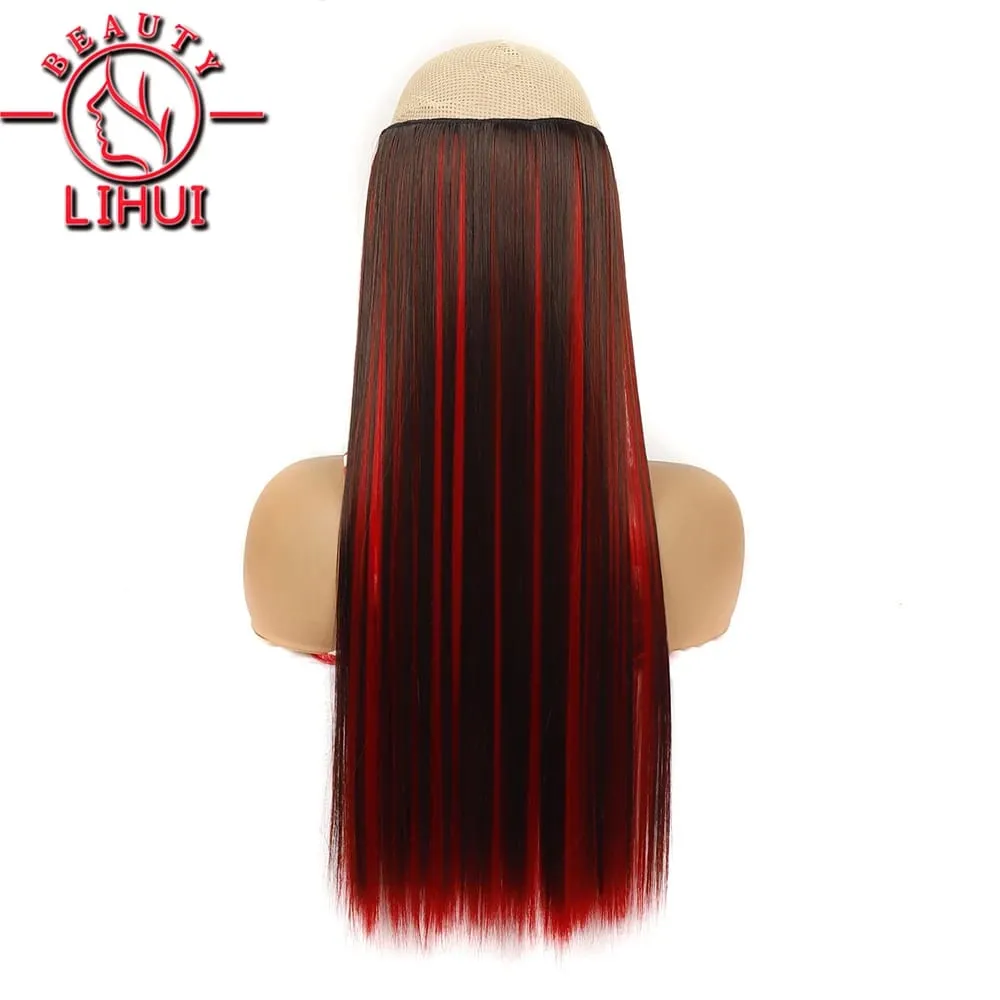 Synthetic Natural Synthetic Hair Extensions 5 Clip In Artificial Fake Ombre Blonde Brown Black Pink Straight False Hair Piece