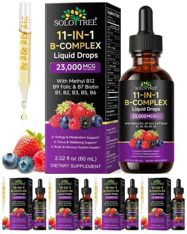 11 in 1 Vitamin B Complex Drops 23000mcg Vitamin B Oral Liquid Supplement for Energy Daily Wellness Support 30 ML