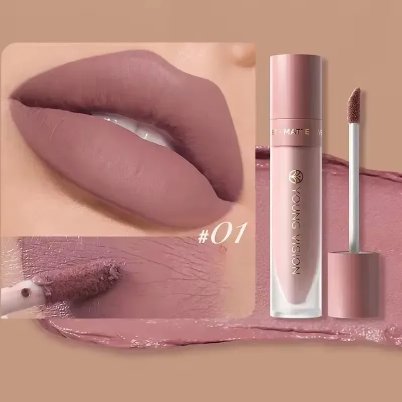 Batom labial fosco, 8 cores, suave, fácil de aplicar, tubo quadrado de brilho, veludo, à prova d'água, tridimensional, sexy, maquiagem de batom — image 15