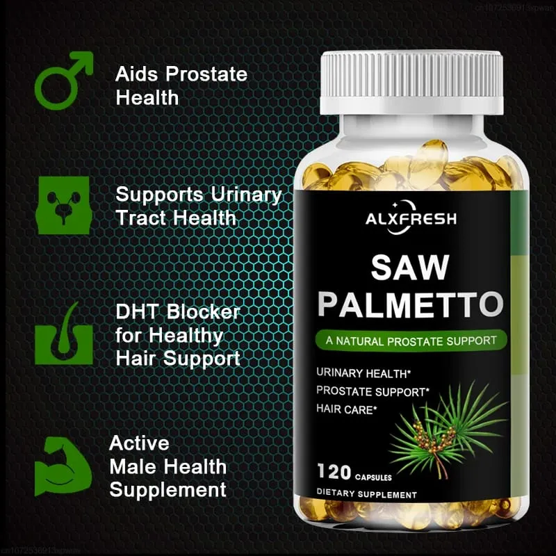 Alxfresh Prostate Health Supplement Natural Saw Palmetto Extract Stöder prostata- och hårväxtkapslar för män och kvinnor — image 4