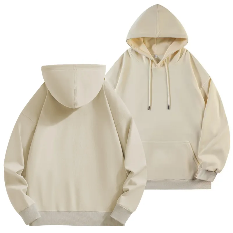 Logo Tersuai DIY Sweatshirt Bertudung Hitam Kapas Tulen Pullover Lengan Panjang Atasan Kasual untuk Lelaki Dan Wanita Fesyen Musim Sejuk Musim Gugur — image 10