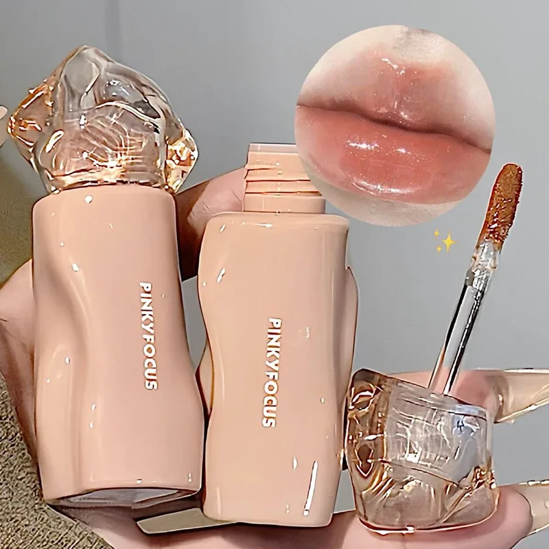 Pinkyfocus Lipstick Glossy Mirror Lip Gloss Ενυδατικό Ενυδατικό Ζουμερό Nude Lip Tint Κραγιόν μακράς διαρκείας καθημερινό φυσικό μακιγιάζ — image 7
