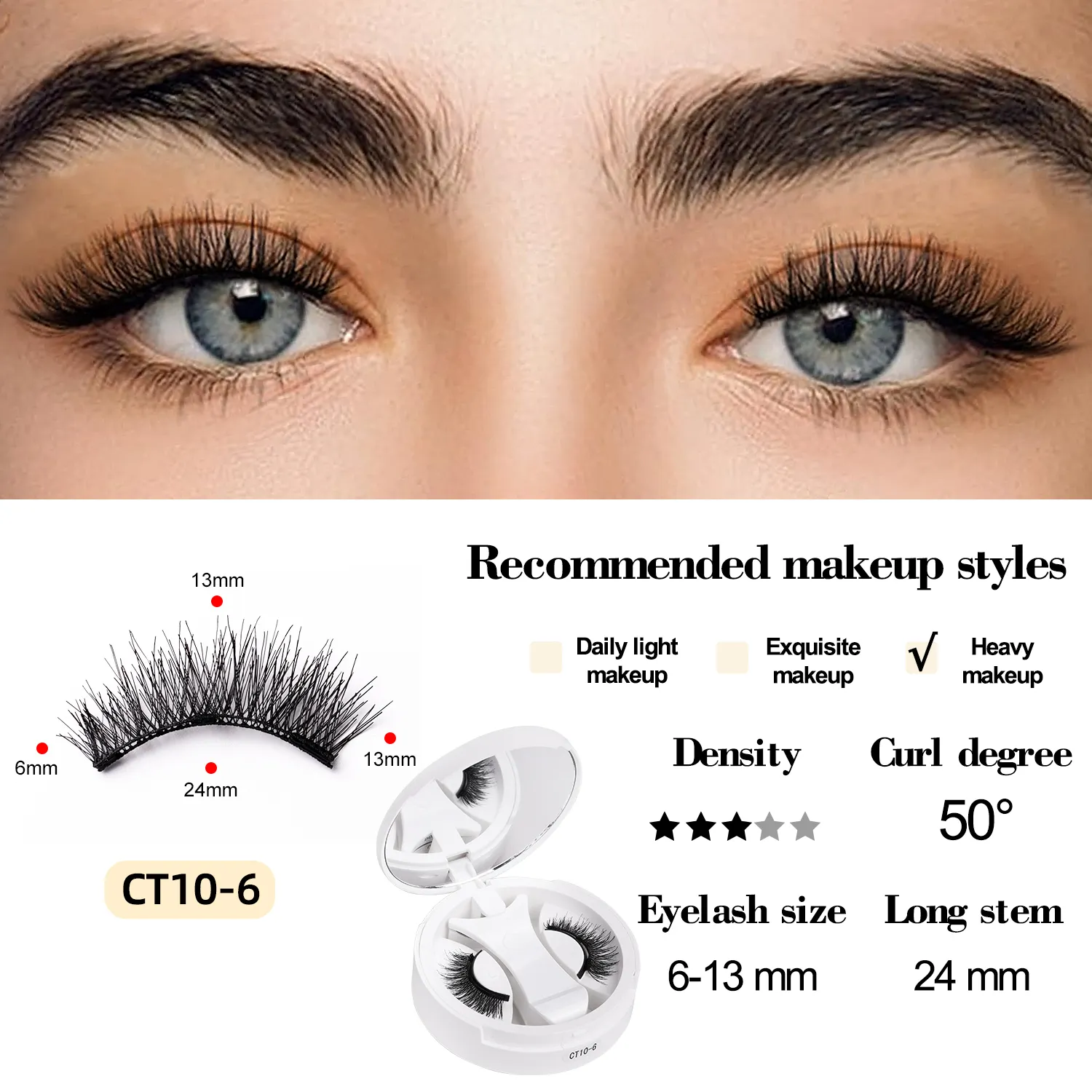 Soft Magnetic Eyelashes Kit Natural Look 3D Lashes Easy Apply Reusable No Glue Needed for Eye Makeup — image 2
