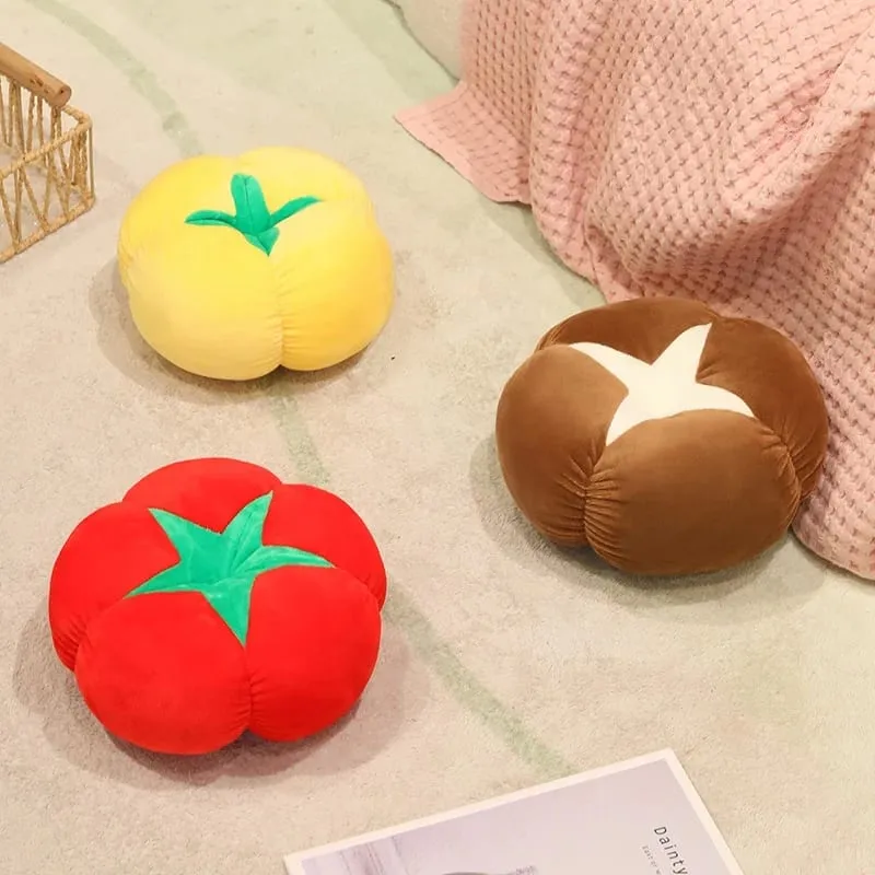 Kawaii محاكاة الخضروات الفاكهة أفخم وسادة البرسيمون شيتاكي الفطر الطماطم لينة ديكور وسادة لغرفة النوم أريكة هدية — image 3