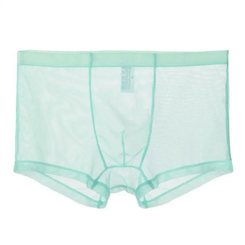 Şeffaf Boksörler Erkekler için Erkek Külot See Through Seksi Örgü Düşük Bel Buz Ipek Ince Soğutma Erkek Külot Erkek iç çamaşırı — image 6