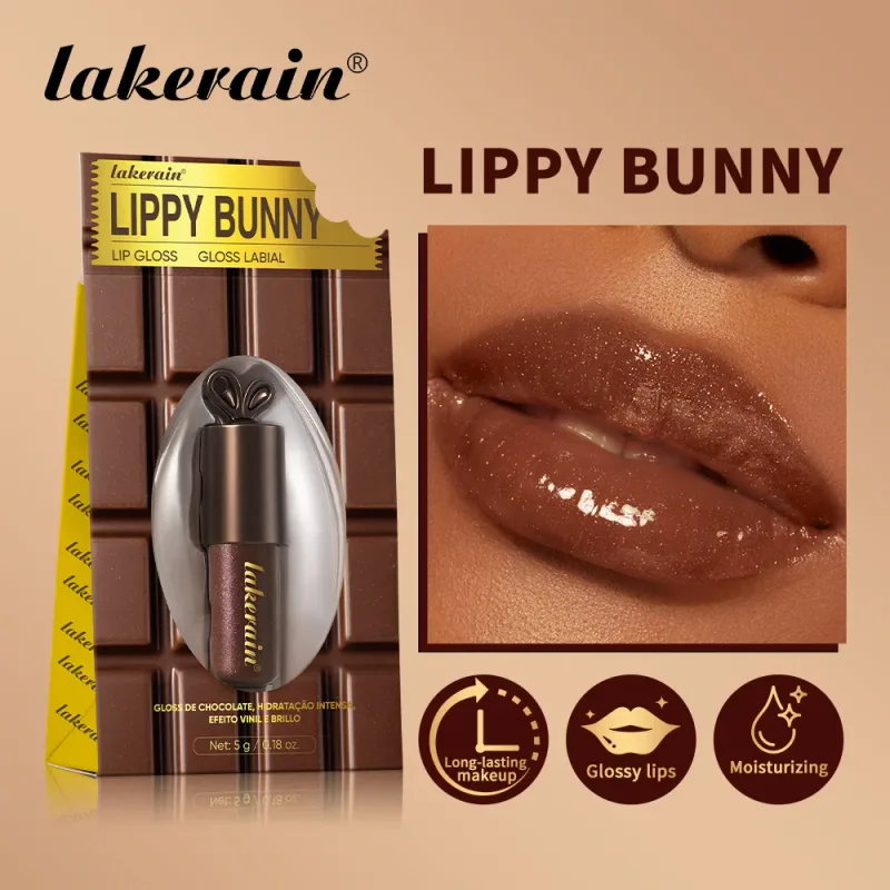 Lakerain Chocolate Rabbit Lip Gloss Dlouhotrvající hydratační zrcadlový efekt Hydratační hladká nelepivá rtěnka Lippy Bunny — image 5