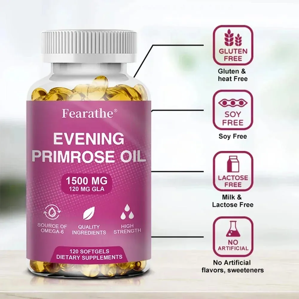 Nachtkerzenöl-Ergänzungskapseln 1500 mg * 120 Kapseln – Unterstützt das hormonelle Gleichgewicht — image 4