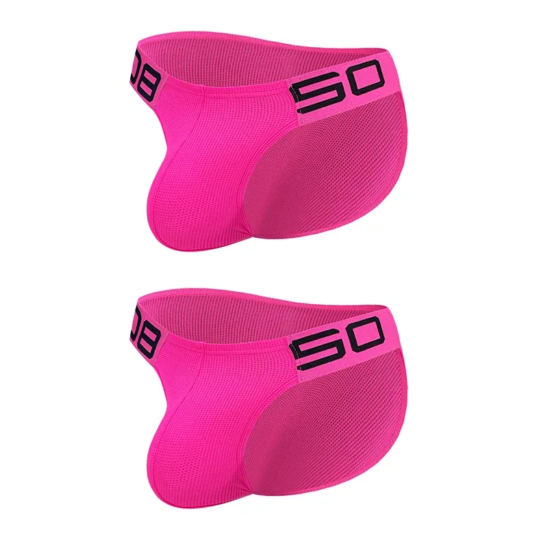 Panlalaking Nylon Blend Mesh Breathable Briefs Horn Splice Letter Embossed Malapad na Elastic Waistband Kulay Fluorescent Sexy Underwear