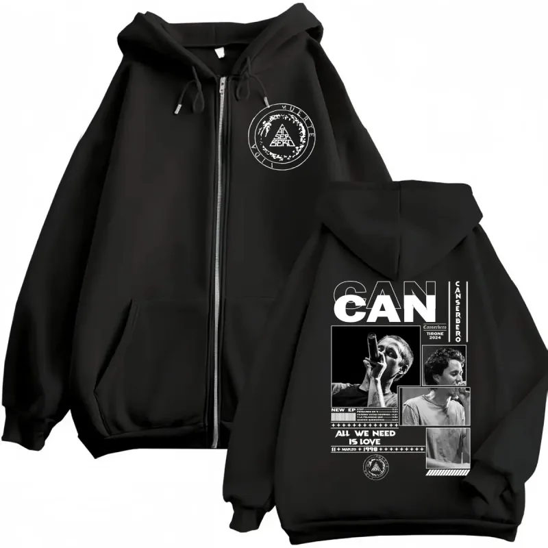 Canserbero Allt vi behöver är kärlek Muerte Vida Merch Zipper Hoodie Herrmode Hip Hop Zip Up Sweatshirts Casual Fleece Pullovers