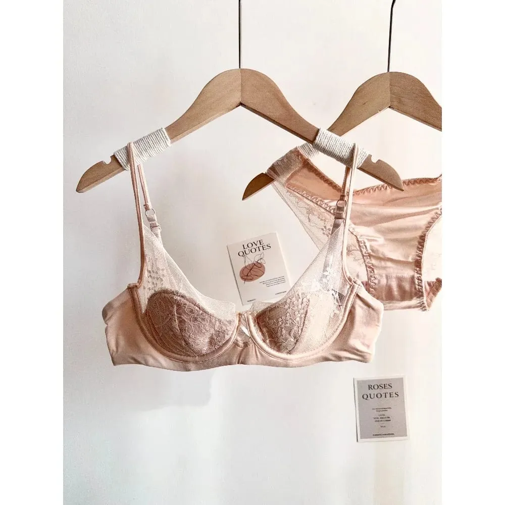 New Women Lace Bra Set Soft Underwire Thin Cup Push‑Up Comfort Intimates Lingerie Kit For Small Bust S-XL Daily Ladies Underwear