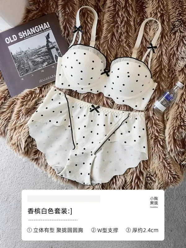 Women Lace Demi Cup Bra Set Push Up Small Bust Upper Support Anti Sagging Elegant Back 2Pcs Intimate Lingerie Daily Underwear — image 8
