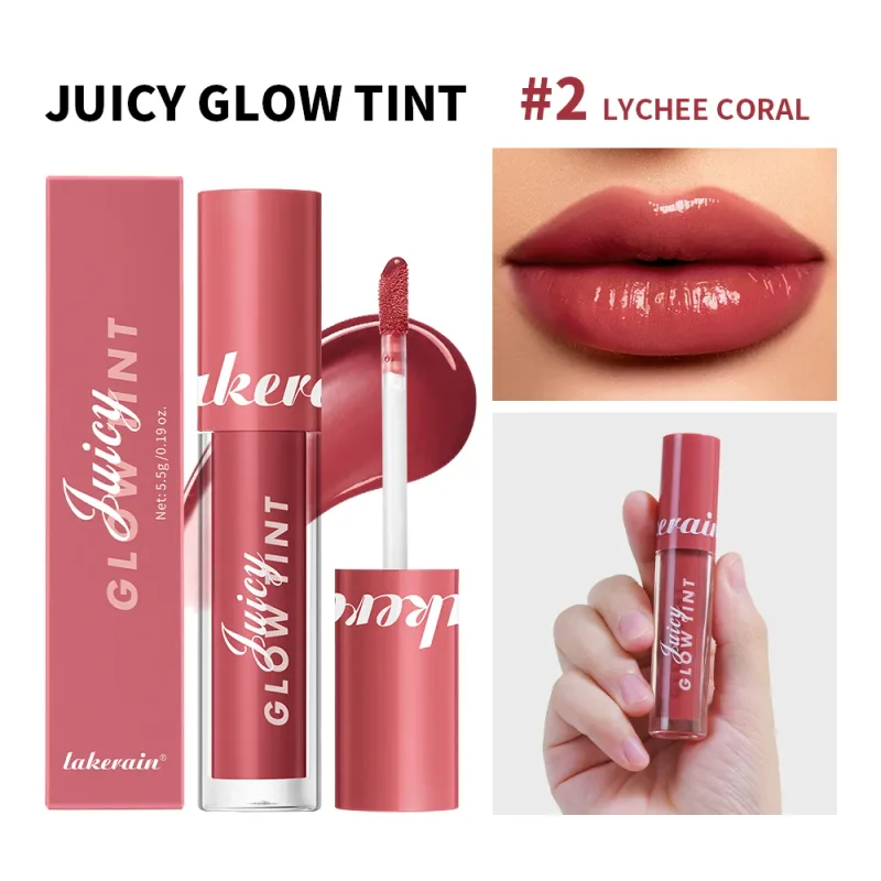 Juicy Glow Lip Tint Mirror Shine Lip Gloss Idratazione profonda Idratante rugiadoso a lunga durata Trucco per labbra colorato ad alta lucentezza non appiccicoso