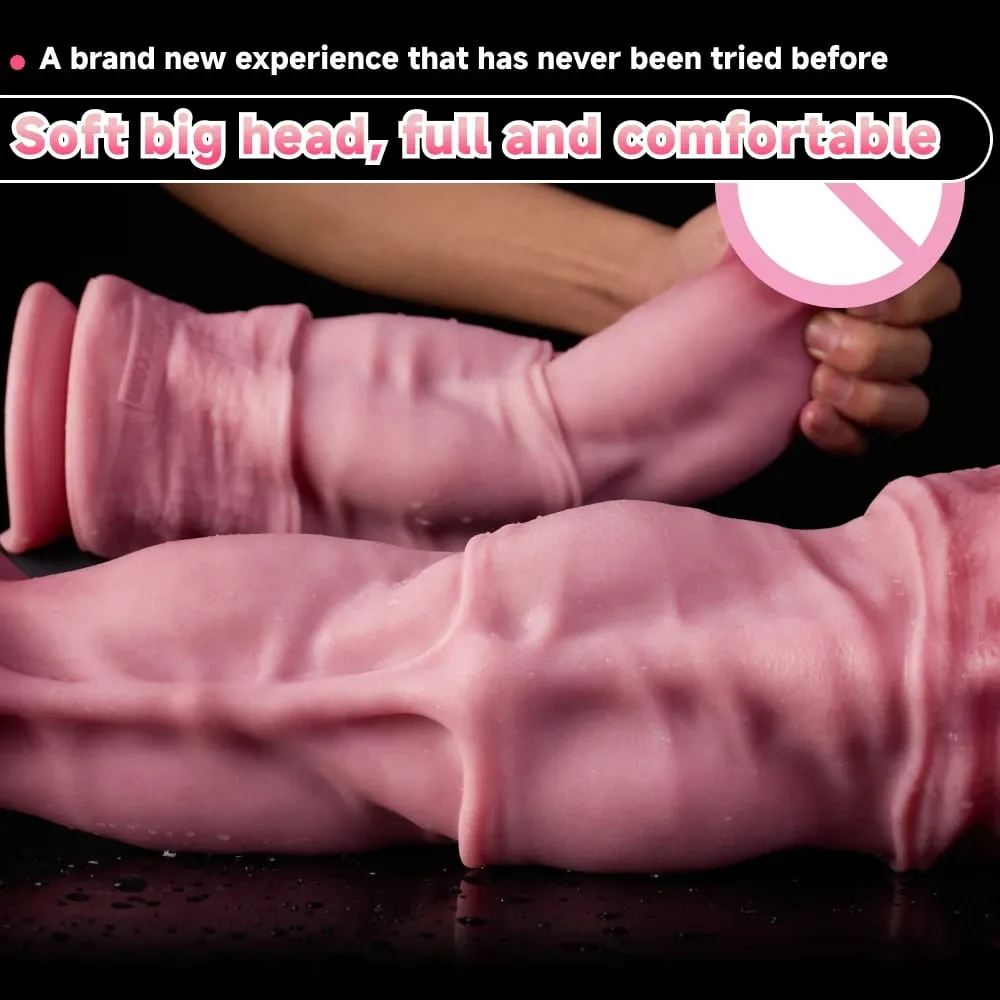 Oieffur Horse Dildo untuk Wanita Platinum Silicone Dildo Besar dengan Suction Cup Massage Dubur Faraj Besar Zakar Mainan Seks untuk Dewasa — image 3