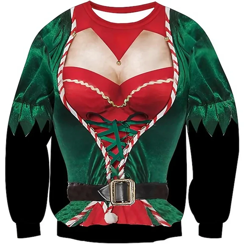 Kerst Lelijke Trui Grappige 3D Afdrukken Spierpatroon Sweatshirts Voor Mannen Nieuwe Mode Trui Party Cosplay Kostuum Kerstcadeau — image 2