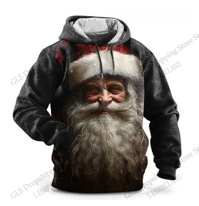 Christmas Mens Santa Claus 3d Print Hoodies Men Women Fashion Vintage Outdoor Hoodie Sweatshit Men Clothing Moletom Masculinos — image 3