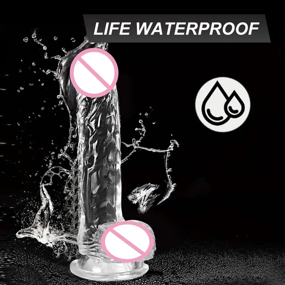 Consolador suave realista para mujeres, pene transparente para principiantes con ventosa fuerte, juego manos libres para masturbador sexual para adultos — image 6