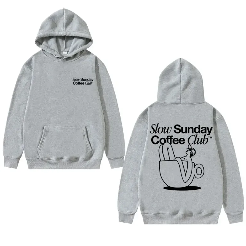 Unisex Slow Sunday Coffee Club Hoodie Pullover Funny Meme Vintage Casual Streetwear Sweatshirt, meerdere kleuren beschikbaar
