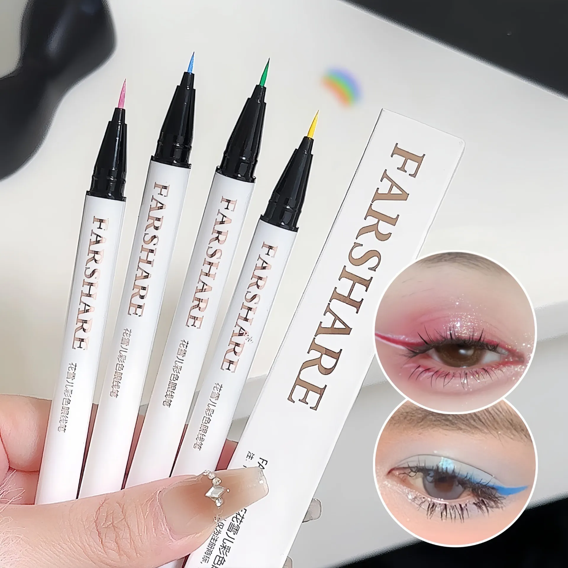 12 สีปากกาอายไลเนอร์กันน้ำ Ultra-Fine Tip Liquid Eyeliner Long-Lasting Eye Liner Quick-แห้งแต่งหน้าสีสันสำหรับคอสเพลย์ — image 5
